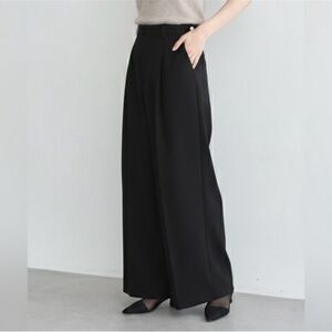 Black High-Waisted Wide Leg Cinchable Trouser Pants